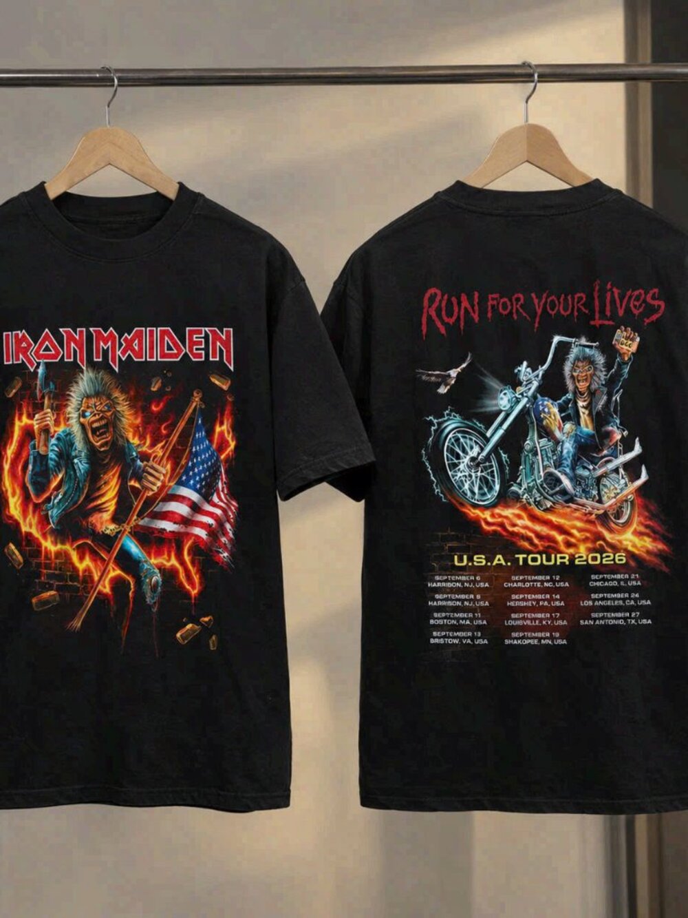 Iron Maiden Run For Your Lives U.S.A Tour 2026 Black T-Shirt